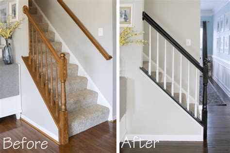 Painting stair hand rails black. How to Paint A Stairwell That Lasts | Craving Some Creativity