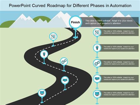 Powerpoint Curved Roadmap For Different Phases In