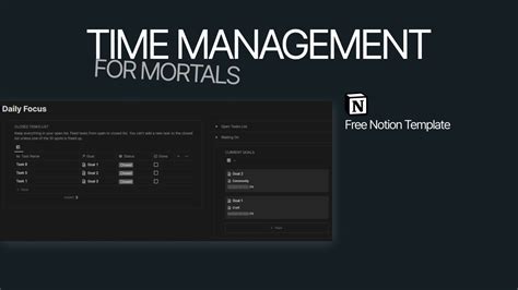 Time Management For Mortals Notion Template New Notion Feature Youtube