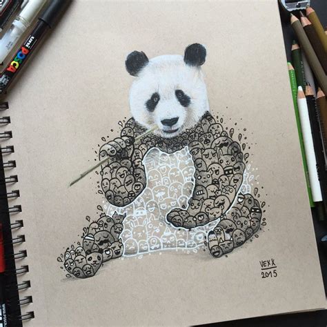Panda Doodle Art By Vinceokerman Doodles Zentangles Vexx Doodles Art