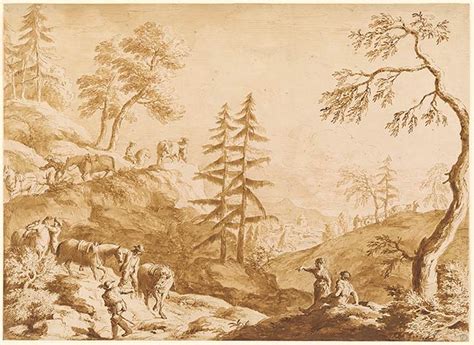 Marco Ricci Landscape With Trees And Horses Being Led Down A Path