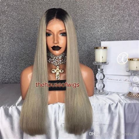 Full Lace Wigs Silky Straight Two Tone Human Hair Ombre Lace Wigs With