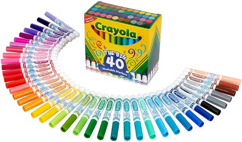 Crayola Ultra Clean Washable Broad Line Markers 40 Classic Colors Non