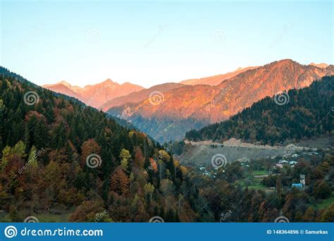 Colorful Trees In The Mountains Of Svaneti In The Fall Beautiful