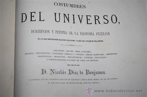 Costumbres Del Universo Nicolas Diaz Lib Hermanos Alou Tomo I 1865
