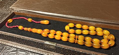 Antique Old Ottoman Cherry Amber Tasbih Misbaha New Shaved Faturan