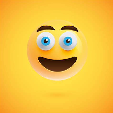 Farm rio x smiley is here. Yellow realistic emoticon smiley face, vector illustration ...