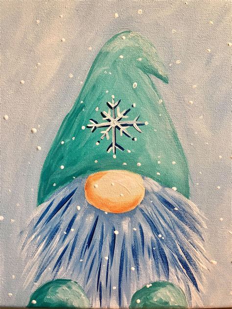 Winter Gnome In Studio Paint And Sip Class With Zoom