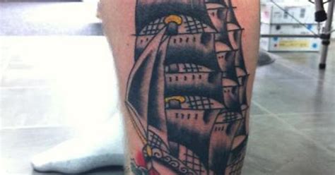 Traditional Clipper Ship By Sailor Eddie Bonnie And Clydes Tattoo