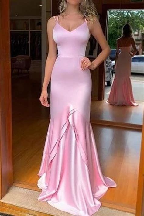 Mermaid Long Pink Prom Dresses Formal Evening Gowns