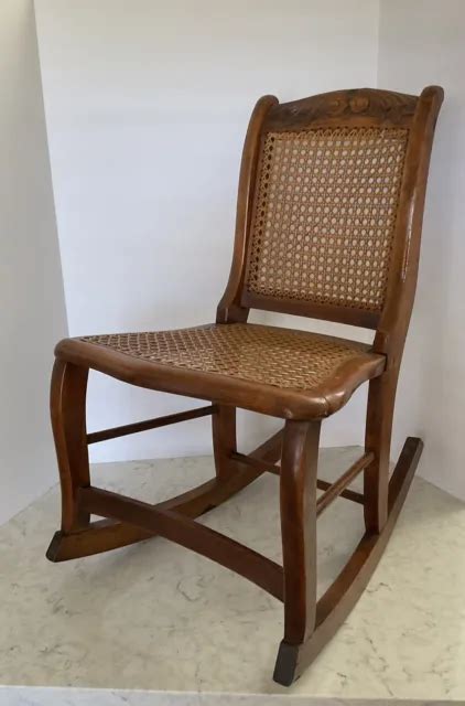 Antique Victorian Stomps Burkhardt Quartersawn Oak Caned Rocker Rocking Chair 62500 Picclick
