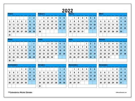 Calendarios 2022 “lunes Domingo” Michel Zbinden Es