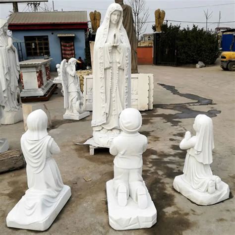 Outdoor Church Marble Statues Life Size White Marble Prayer Mother Mary