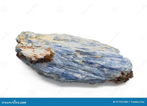 Macro Focused Raw Uncut Vibrant Blue Kyanite Crystal Stock Photo