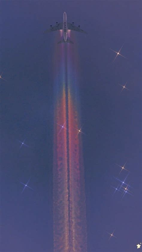 Aesthetic Sparkle Night Sky Wallpaper Rainbow Wallpaper Airplane