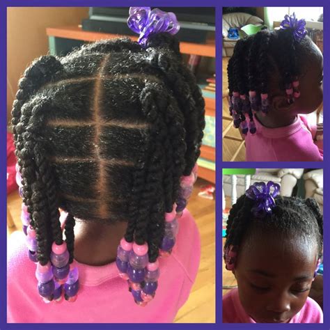 Beaded dresses are a great choice if there's a special occasion in the future. Twists and beads. Natural hair. Little girl. | Hair styles ...