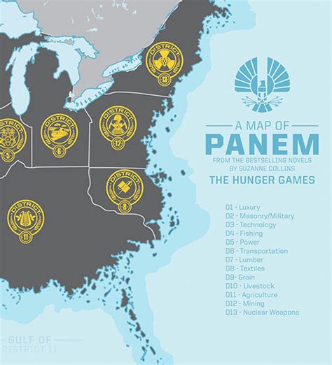 Panem Map Hunger Games Panem District Map 12x16 Art Print Etsy