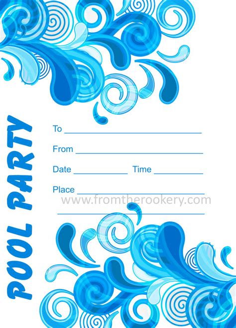Pool party invitation free vector. Adult Pool Party Invitations