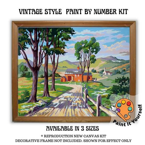 Vintage Paint By Number Kit For Adult And Kids Diy Countryside Etsy