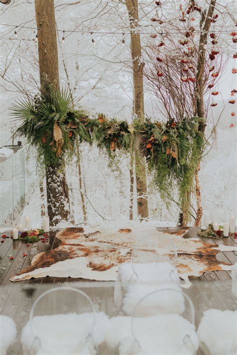 Outdoor Winter Wedding Ceremony Arch Decor In 2021 Winter Wedding