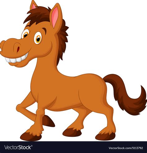 Cute Cartoon Brown Horse Royalty Free Vector Image