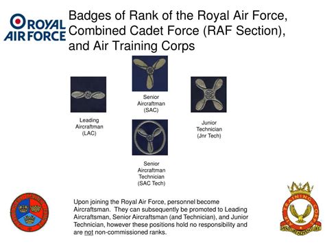 Rank Of The Royal Air Force Combined Cadet Force Raf Section And Air