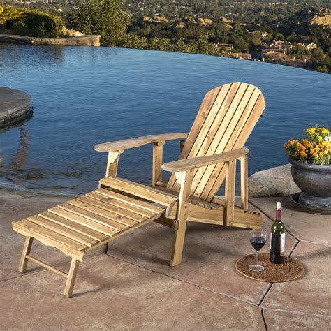 Katherine Outdoor Reclining Wood Adirondack Chair With Footrest Wood