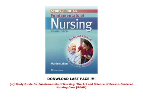 Study Guide For Fundamentals Of Nursing The Art And Science Of Person