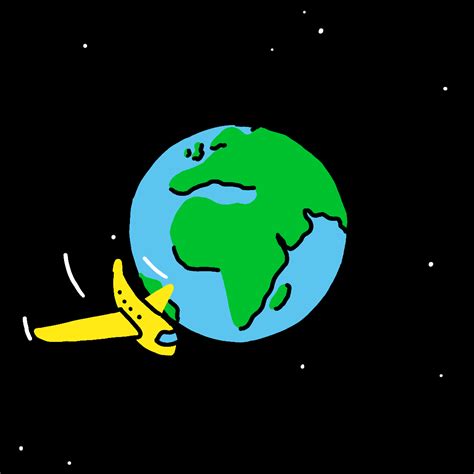 An Airplane Flying Around The Earth With A Banana On Its Side And