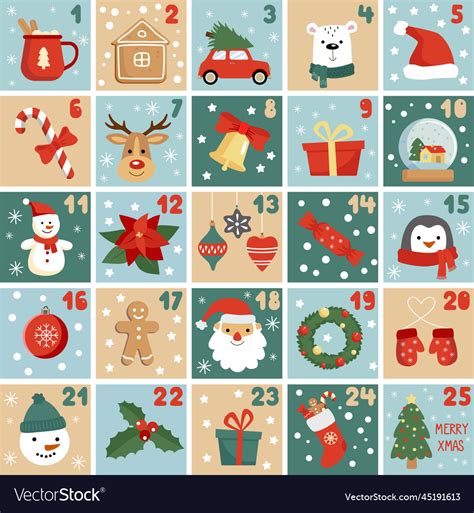 December Advent Calendar Christmas Poster Vector Image