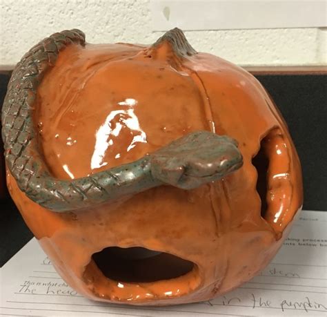 Snake Pumpkin Ceramic Hand Built Pumpkin Pumpkin