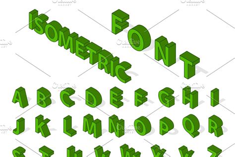 Isometric Alphabet Typography Text Pre Designed Illustrator Graphics