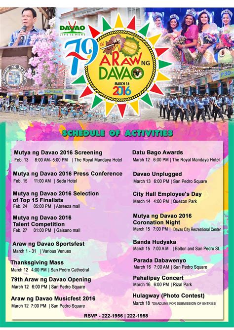 Byahero Araw Ng Davao 2016 Schedule Of Activities