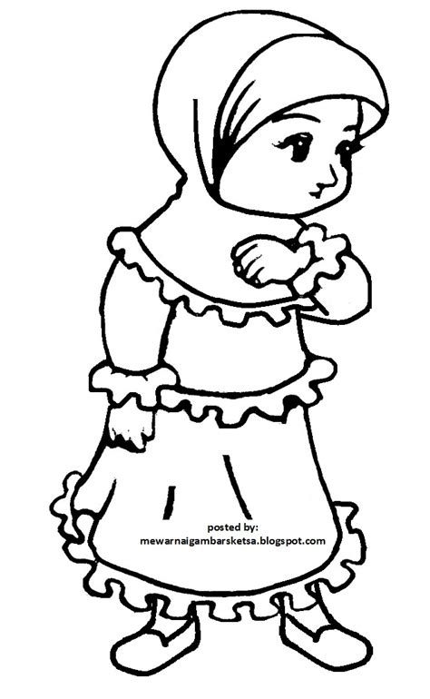 Mewarnai Gambar Coloring Moslem Muslimah For Kids 135