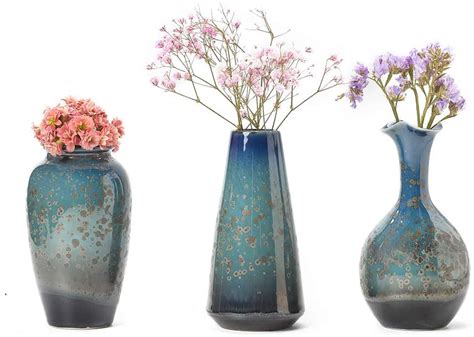 Ceramic Flower Vases Set Of 3 Special Design Style Of Flambed Glazed Decorative Modern Floral