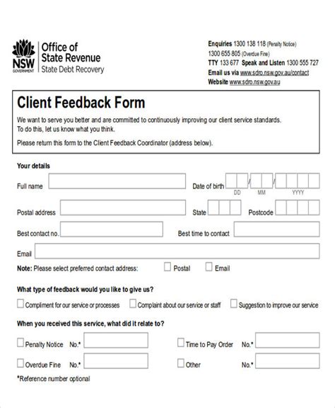 Free 8 Sample Client Feedback Forms In Ms Word