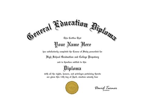 A Personalized General Education Diploma Ged Certificate No Border W