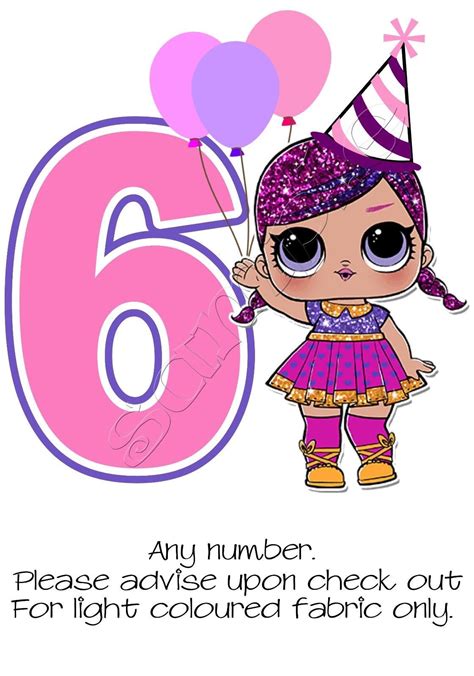 Iron On Transfer Personalised Birthday Any Number Lol Doll Surprise