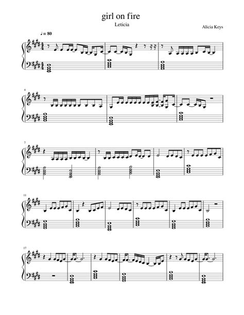 Girl On Fire Sheet Music For Piano Solo