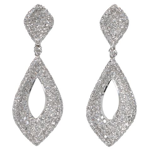 Pave Diamond Drop Earrings For Sale At Stdibs