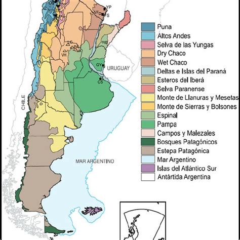 Map Of Argentina Showing The Eco Regions And The Populations Where The