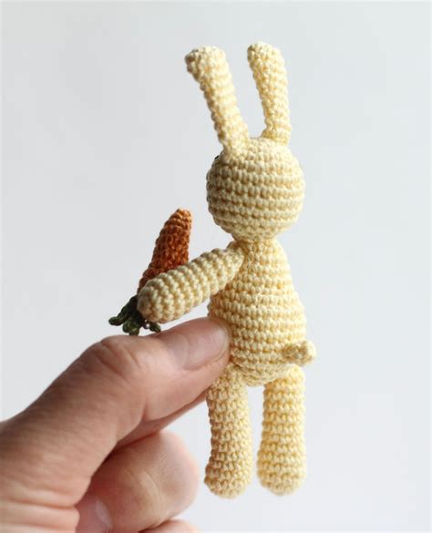Easter Crochet Miniature Light Yellow Rabbit Simple Bunny With Etsy