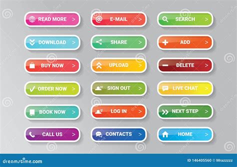 Web Buttons Huge Vector Set The Most Popular Buttons In One Useful