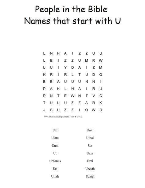 Names Starting With U Word Search Photos