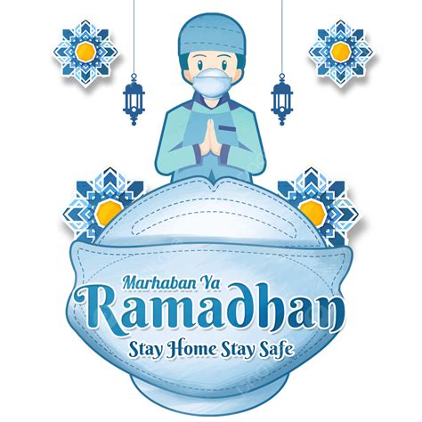 Marhaban Ya Ramadhan Kareem Muslim Kids Wearing Face Masks Ramadhan