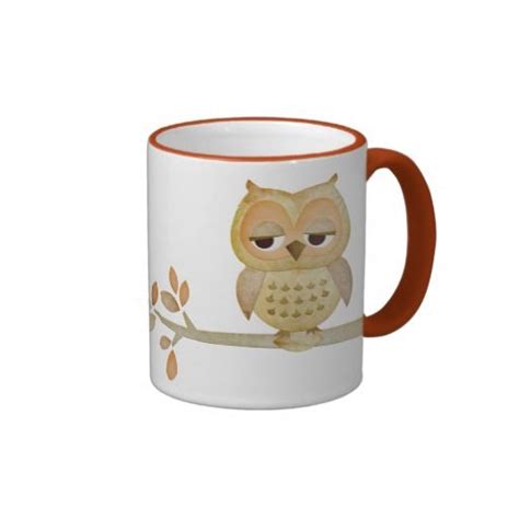 Sleepy Owl In Tree Mug Mugs Sleepy Owl Owl Coffee