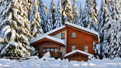 Wallpaper Wood House Trees Thick Snow Winter 3840x2160 Uhd 4k