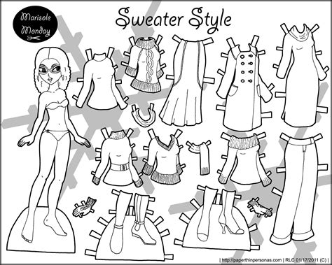 This paper doll also has a pet dog. Black and White Marisole Monday Paper Dolls Today! • Paper ...
