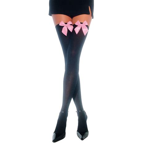 Leg Avenue Opaque Thigh High Stockings With Satin Bow Suspender Stockings Lovehoney