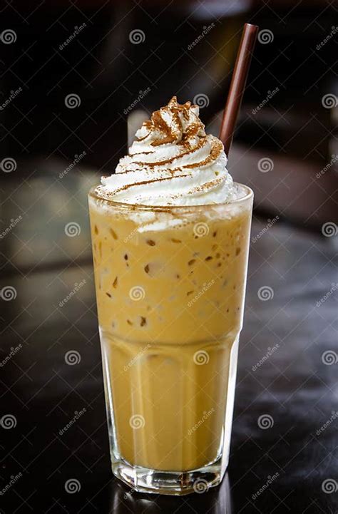Iced Coffee With Whipped Cream Stock Image Image Of Gourmet Beverage